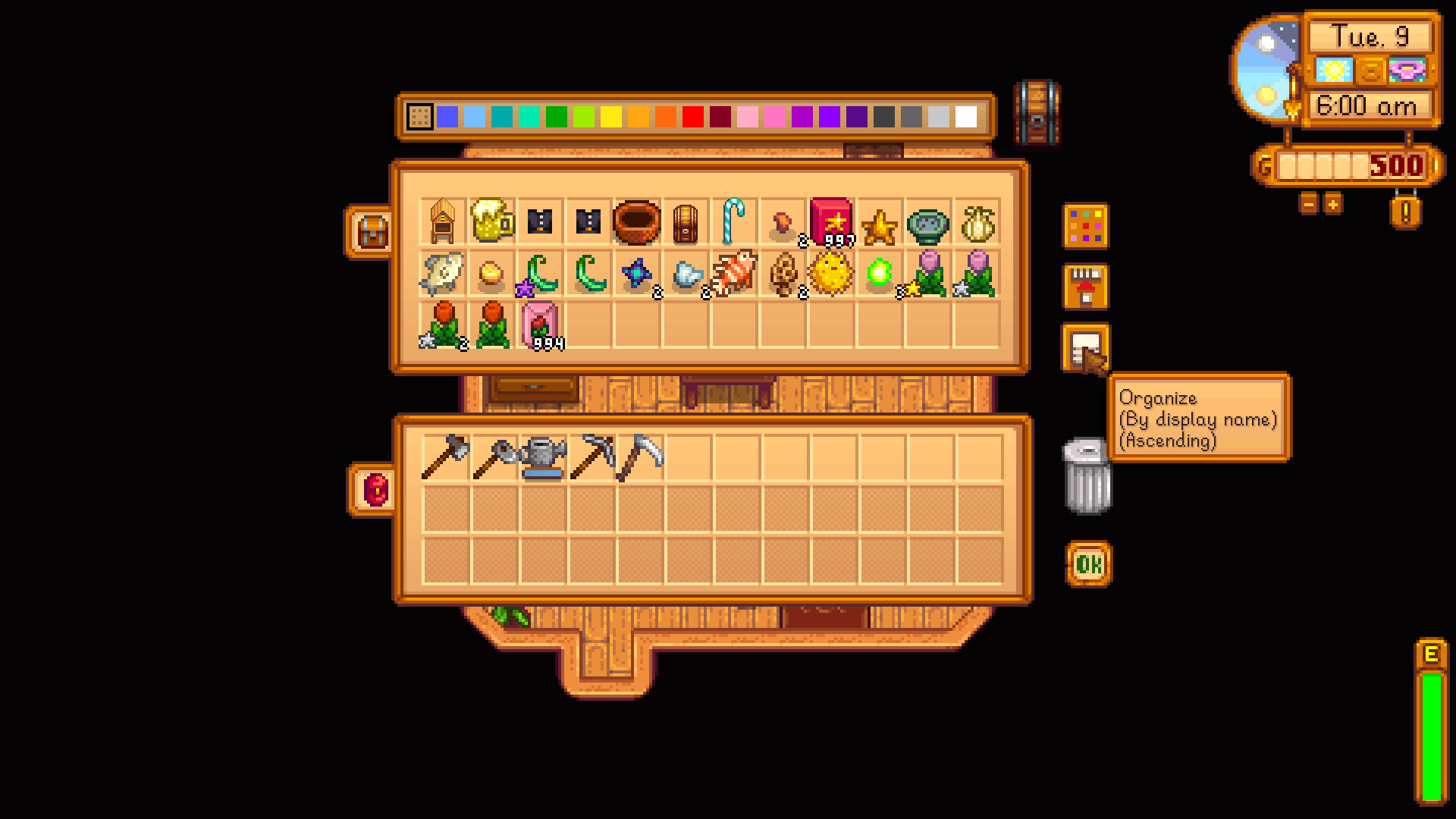 More Item Sorting mod for Stardew Valley